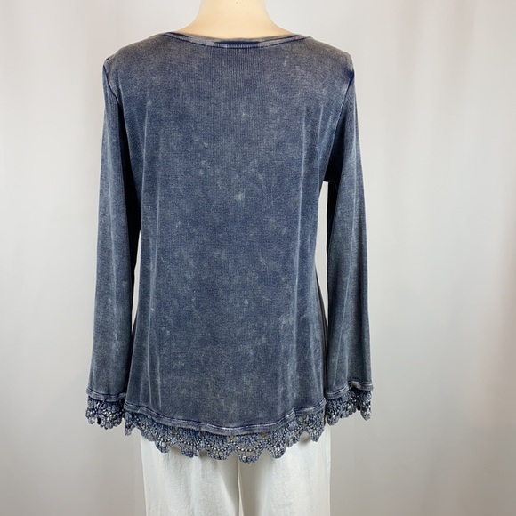 Soft Surroundings Washed Indigo Tunic with Lace Trim - Picture 5 of 8